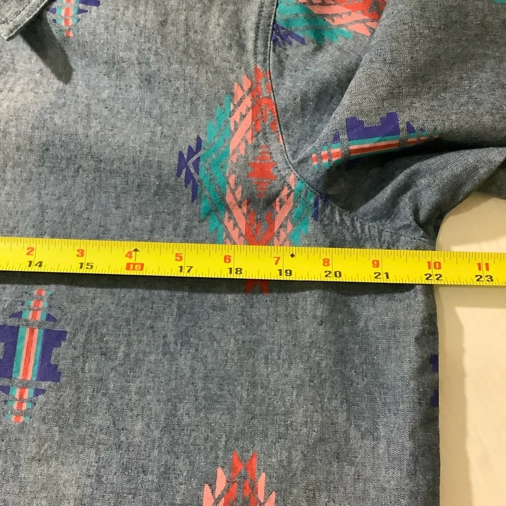 Denim & Co Button Down Chambray Shirts Western 100% Cotton - Picture 9 of 11